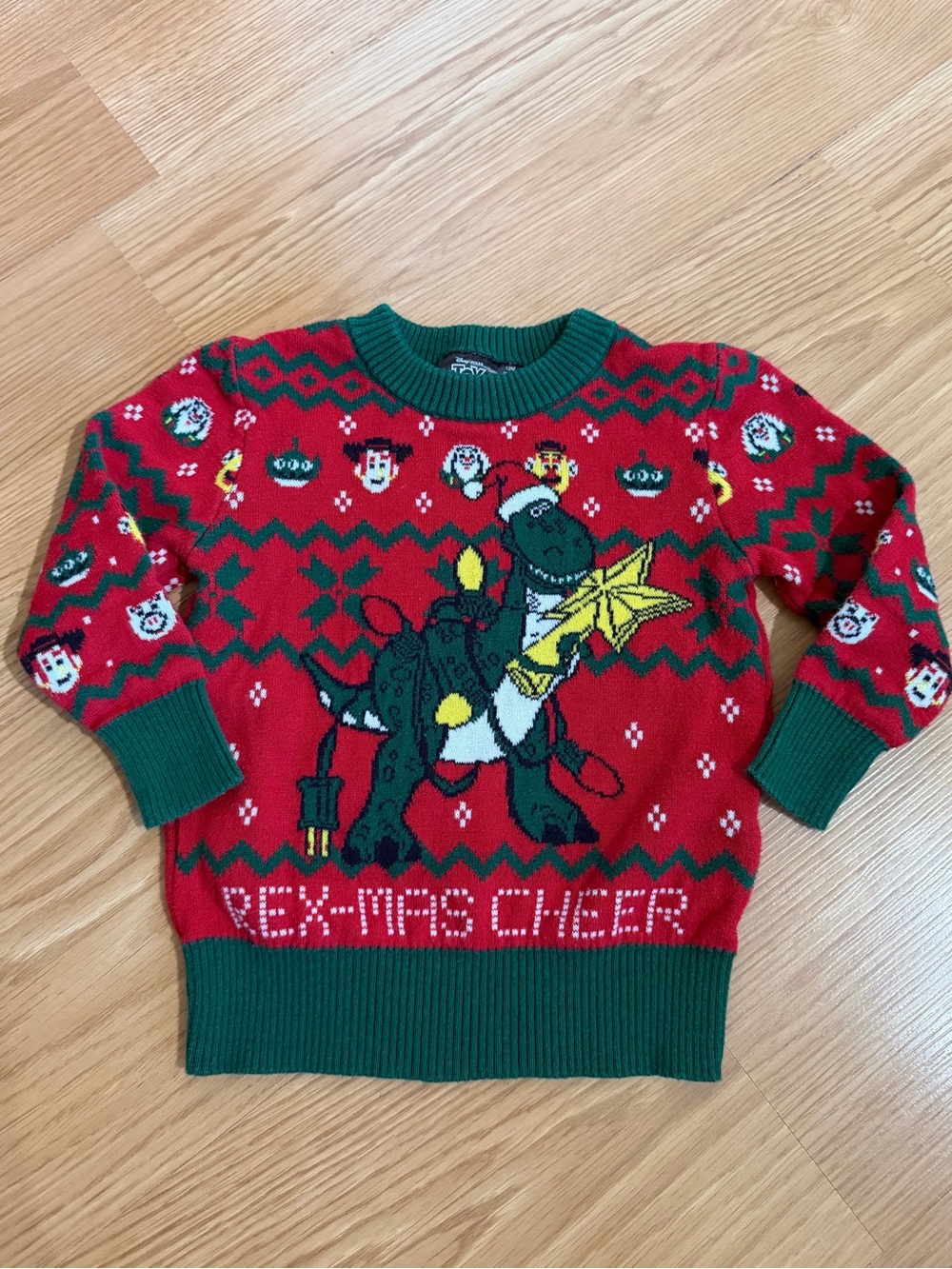 Disney Toy Story Rex-mas Cheer Christmas Holiday Baby Sweater 12 months